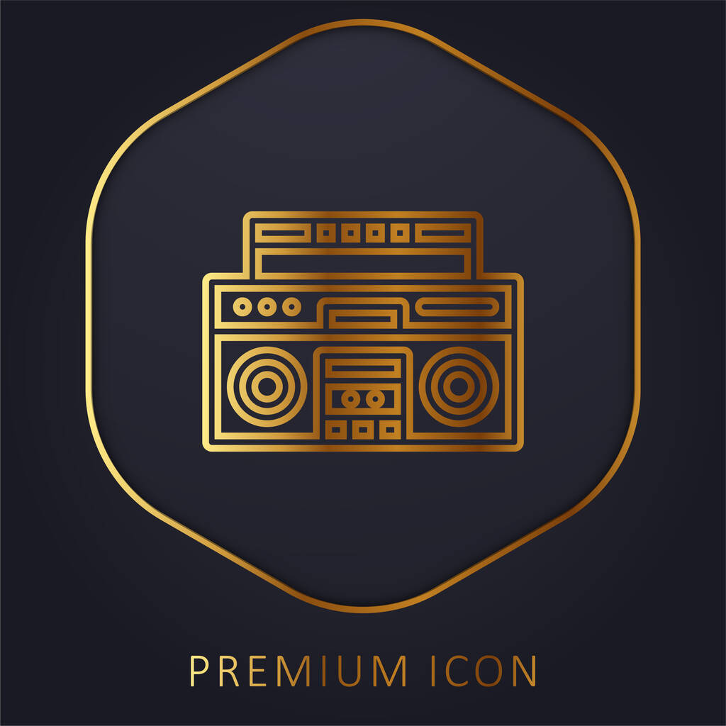 Boombox χρυσό λογότυπο γραμμή πριμοδότηση ή εικονίδιο - Διάνυσμα, εικόνα