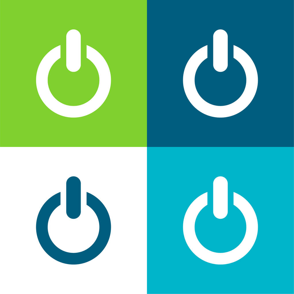 Big Power botão plano de quatro cores conjunto de ícones mínimos - Vetor, Imagem