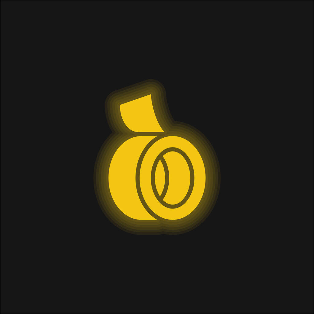 Ruban adhésif jaune brillant icône néon - Vecteur, image
