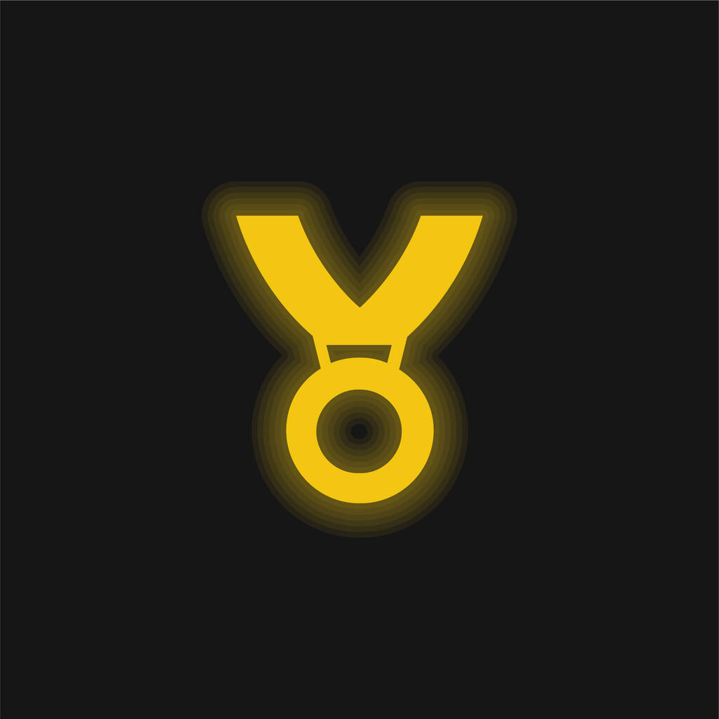 Award Medaille geel gloeiende neon pictogram - Vector, afbeelding