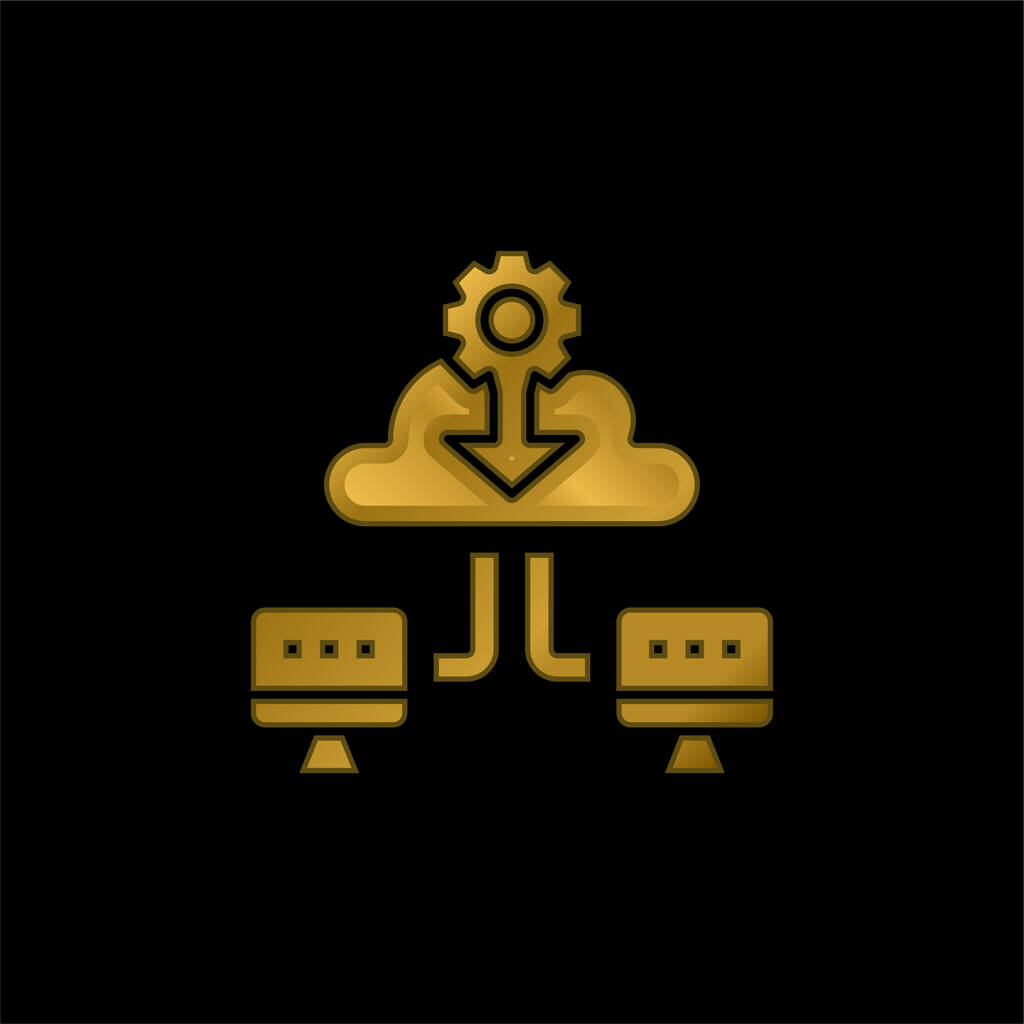 Cópia de segurança banhado a ouro ícone metálico ou vetor logotipo - Vetor, Imagem