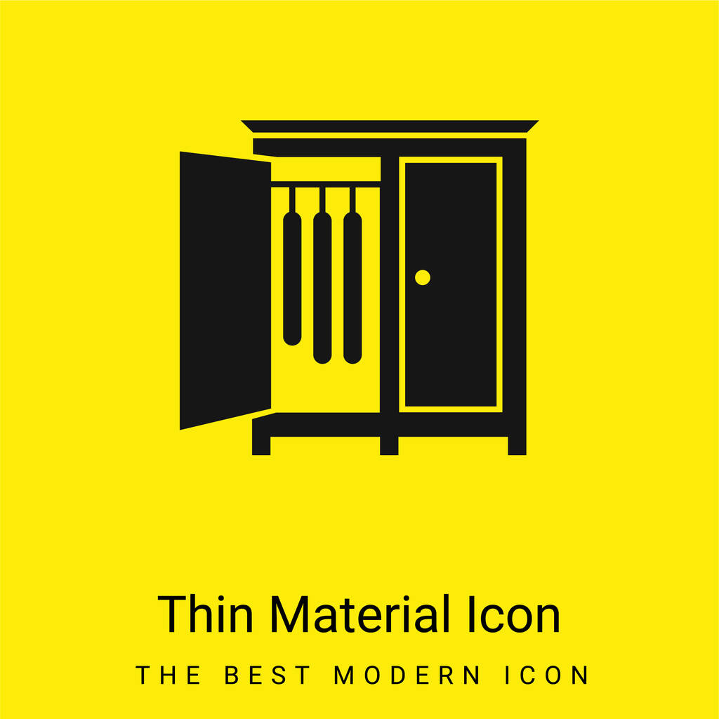 Шкаф с открытой дверью сбоку, чтобы повесить одежду минимальный ярко-желтый значок материала - Вектор,изображение