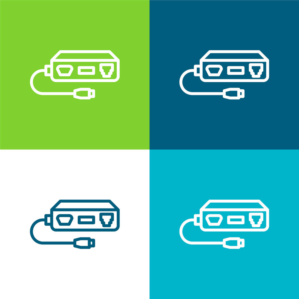 Adapter Lapos négy szín minimális ikon készlet - Vektor, kép