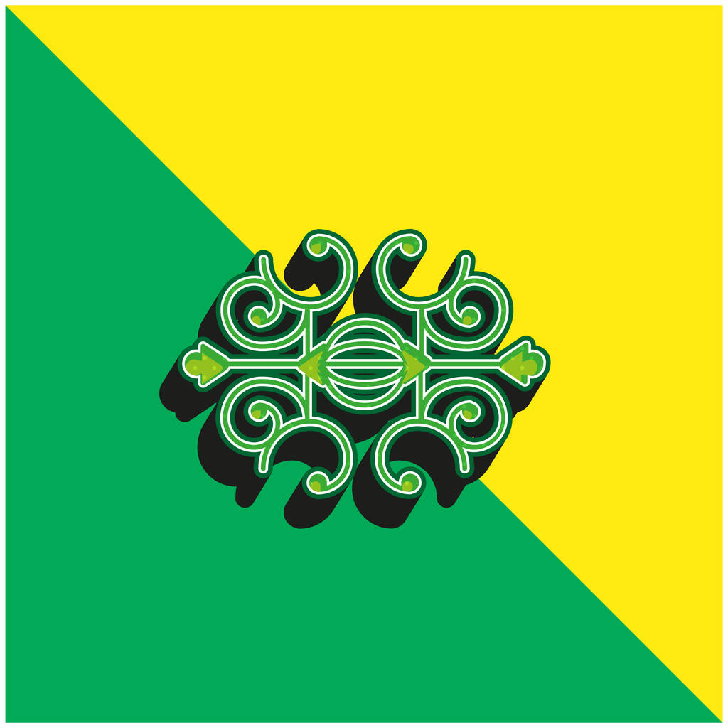 Kula otoczona spiralami Zielone i żółte nowoczesne logo wektora 3D - Wektor, obraz
