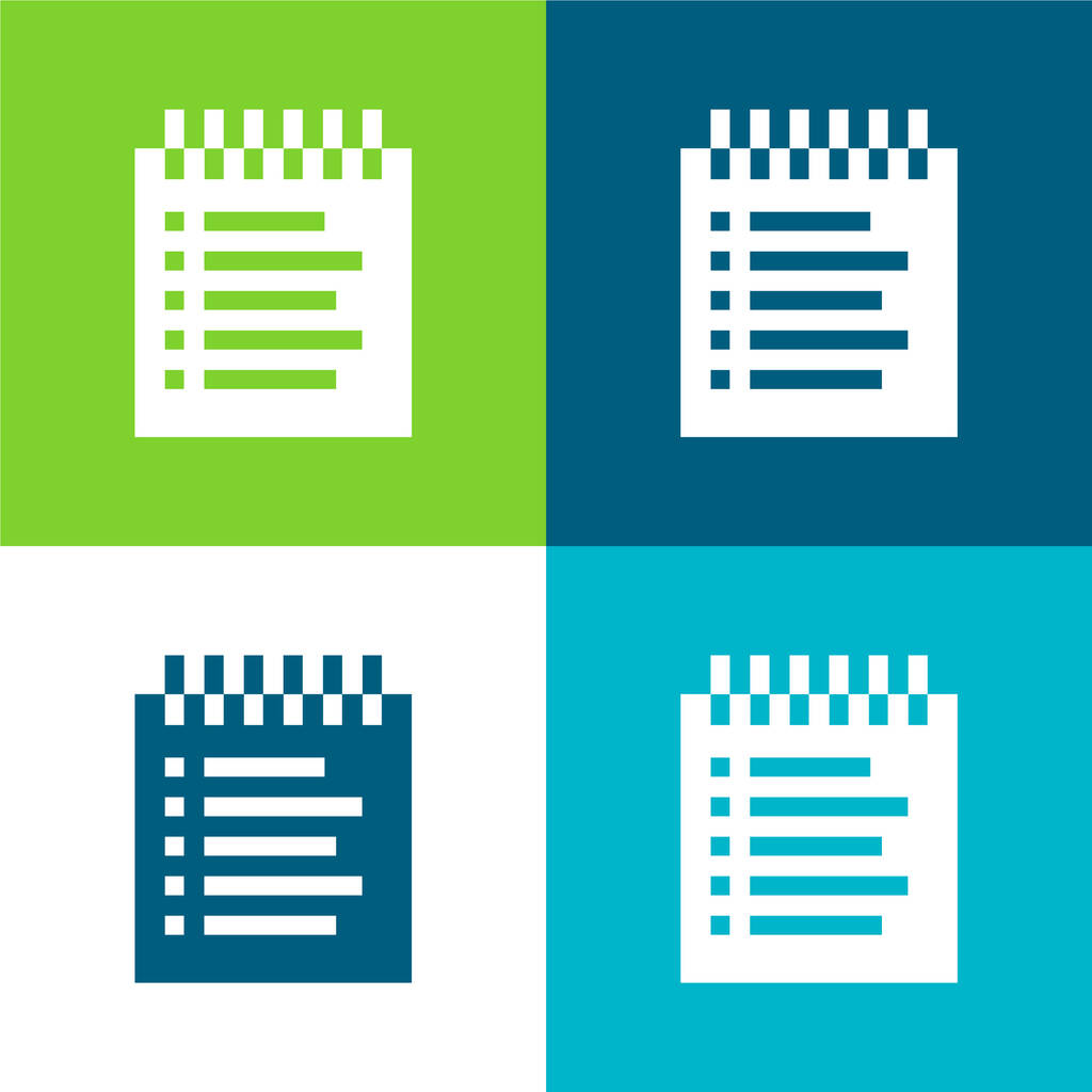 Booking List Flat four color minimal icon set - Vector, Image