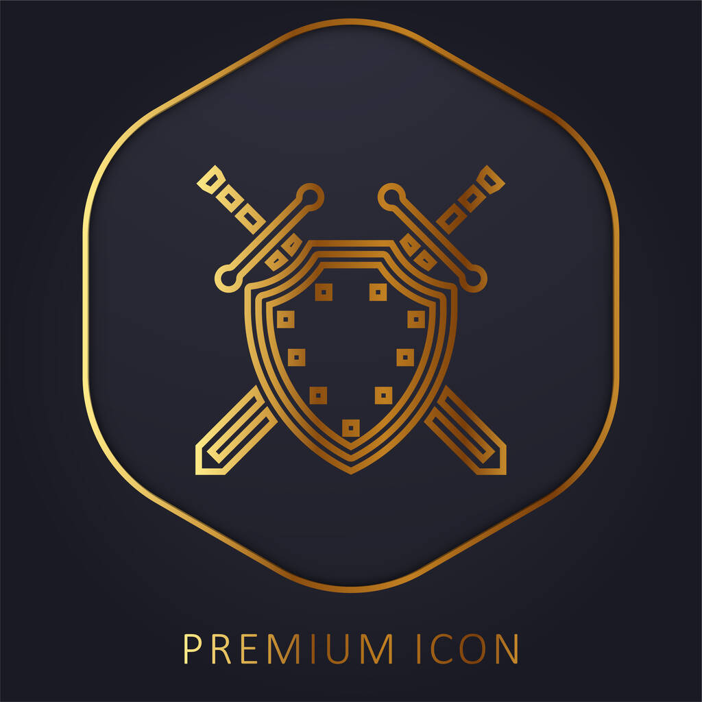 Antivirus gouden lijn premium logo of pictogram - Vector, afbeelding