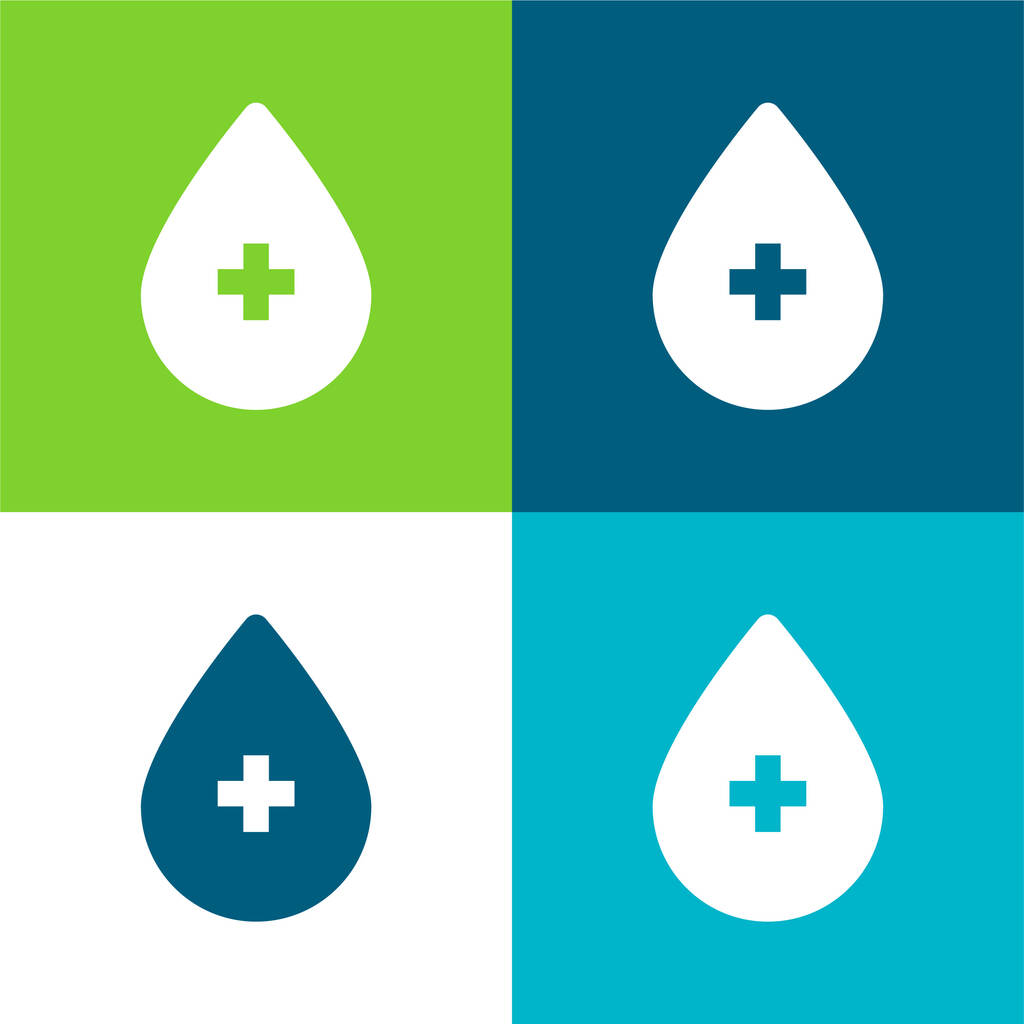 Donación de Sangre Plano de cuatro colores mínimo icono conjunto - Vector, Imagen