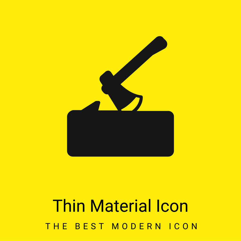 Axe On Log minimal bright yellow material icon - Vector, Image