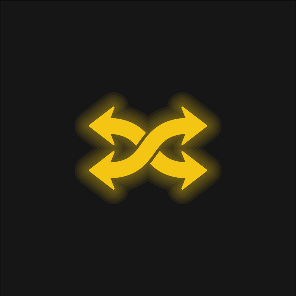 Flechas Mezclar amarillo brillante icono de neón - Vector, imagen