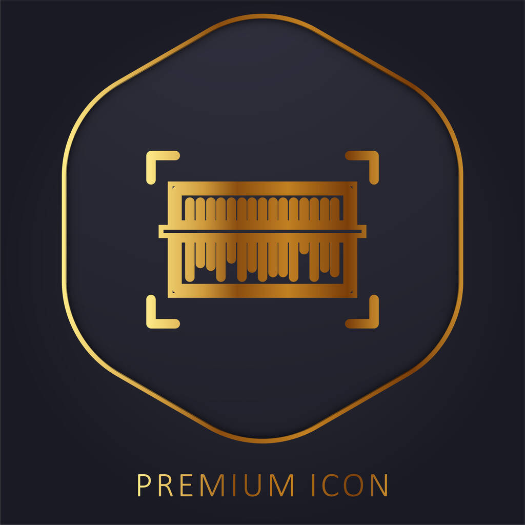 Logo premium de línea dorada de código de barras o icono - Vector, imagen