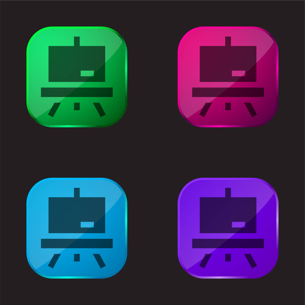 Blackboard τέσσερις χρώμα γυαλί εικονίδιο κουμπί - Διάνυσμα, εικόνα