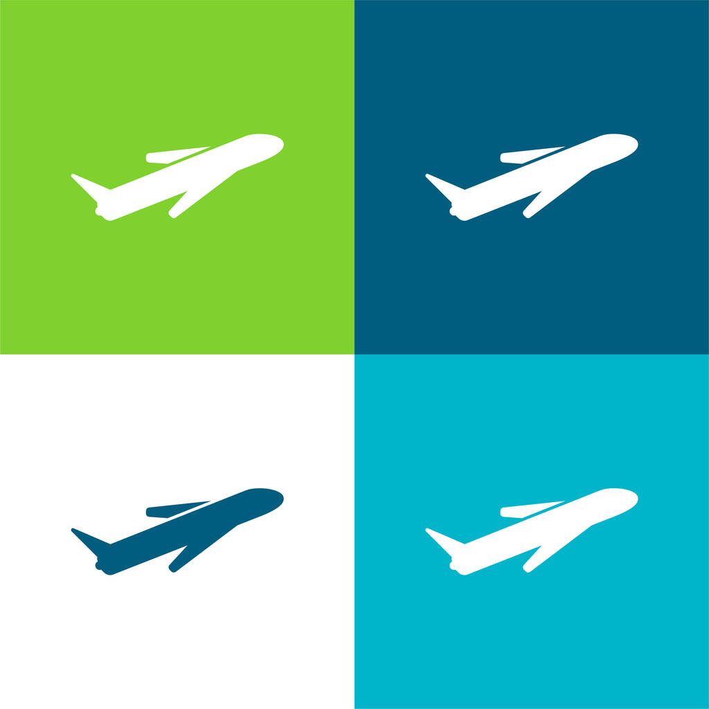 Letadlo Byt čtyři barvy minimální ikona nastavena - Vektor, obrázek
