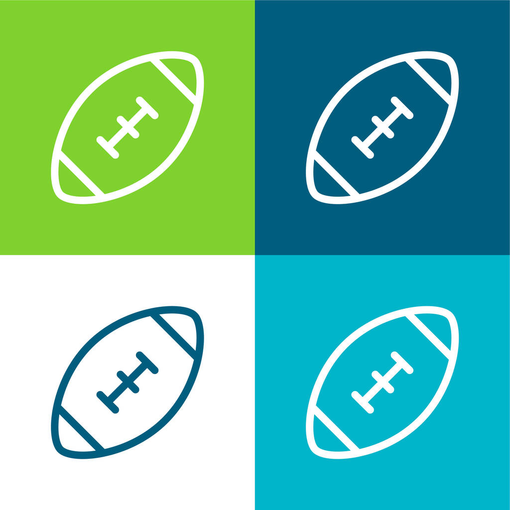 American Football Game Flat négy szín minimális ikon készlet - Vektor, kép