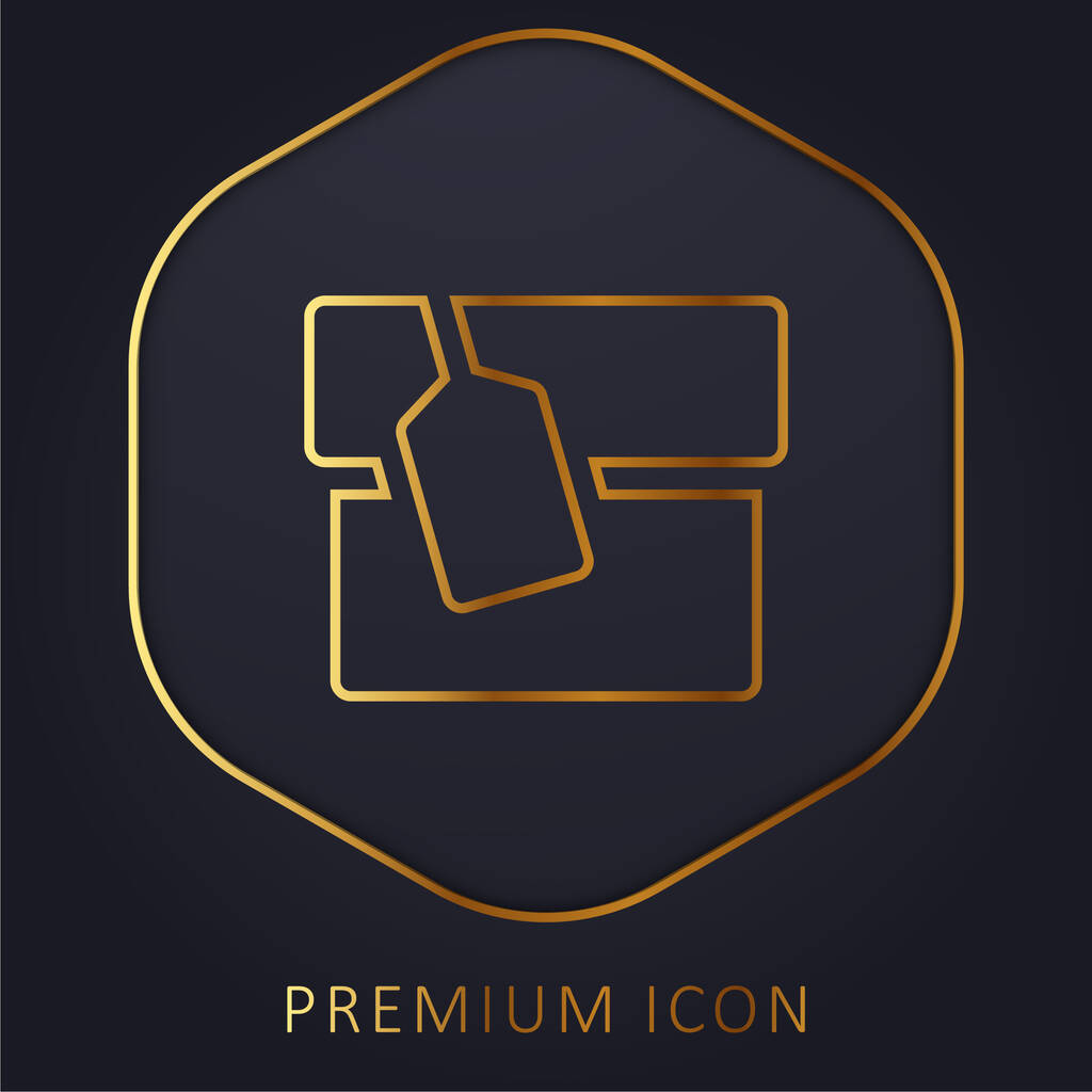 Scatola con etichetta linea dorata logo premium o icona - Vettoriali, immagini