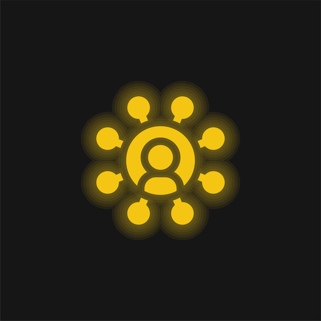 Affiliate yellow glowing neon icon - Vector, Image