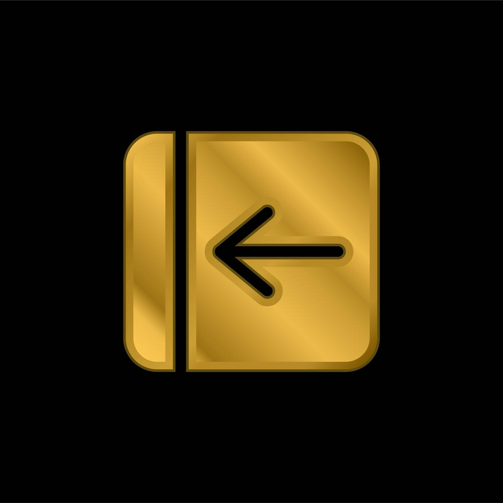 Indietro Freccia Solid Square Button oro placcato icona metallica o logo vettore - Vettoriali, immagini