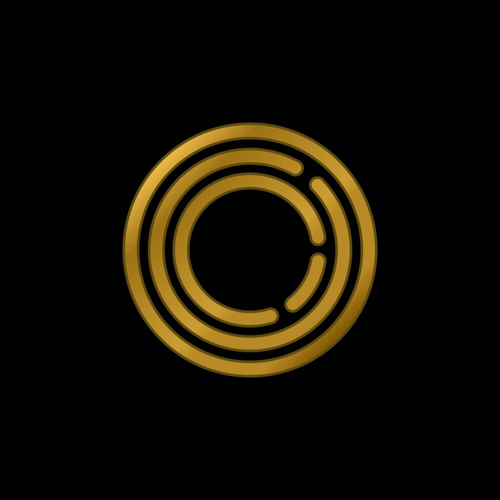Big Frisbee złocone metaliczna ikona lub wektor logo - Wektor, obraz