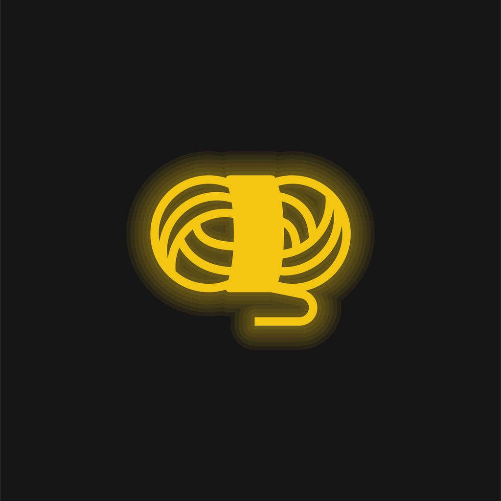 Bola de lã amarelo brilhante ícone de néon - Vetor, Imagem