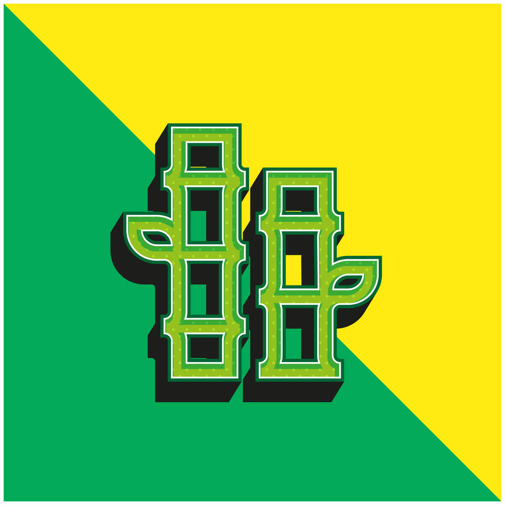 Bambu Vihreä ja keltainen moderni 3d vektori kuvake logo - Vektori, kuva