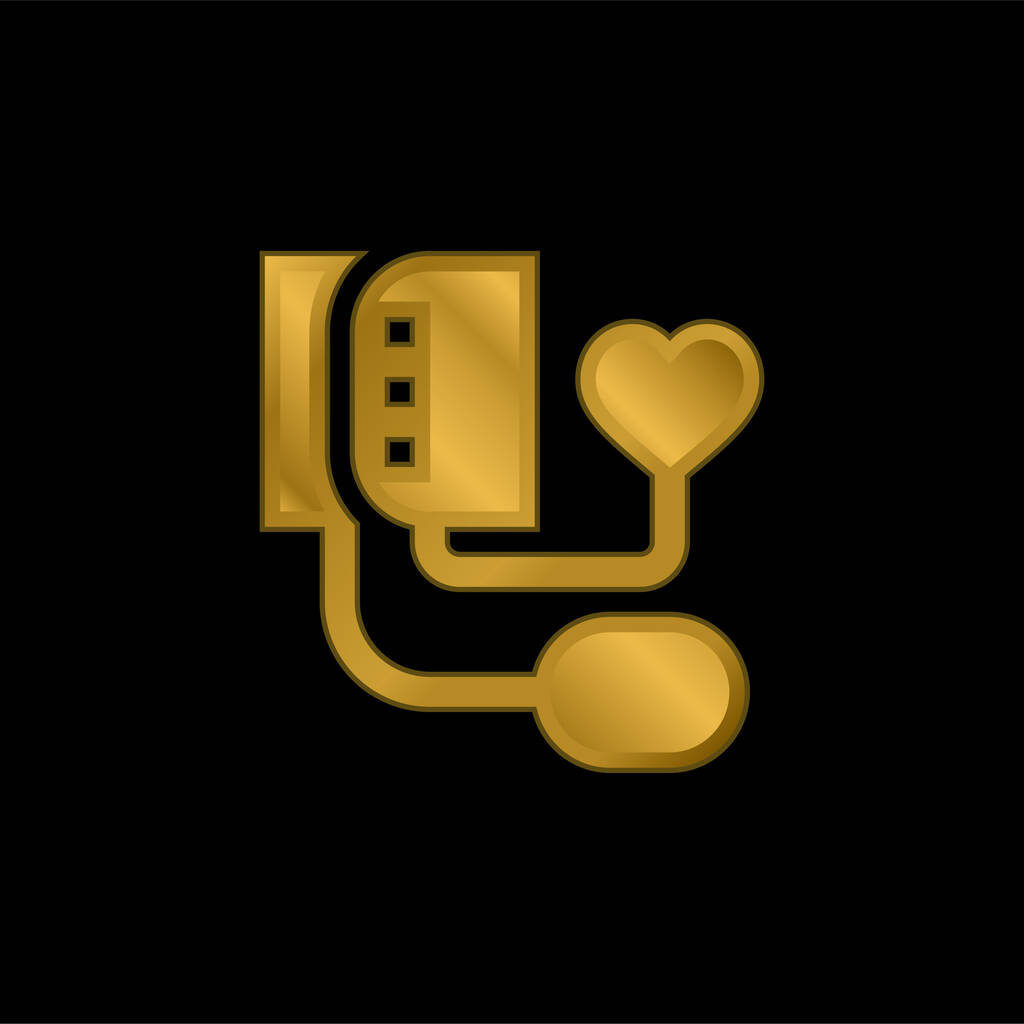 Złocone metaliczne ikony lub wektor logo ciśnienia krwi - Wektor, obraz