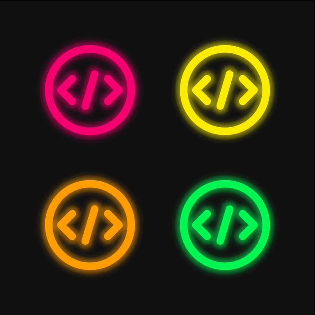 Kiinnike neljä väriä hehkuva neon vektori kuvake - Vektori, kuva