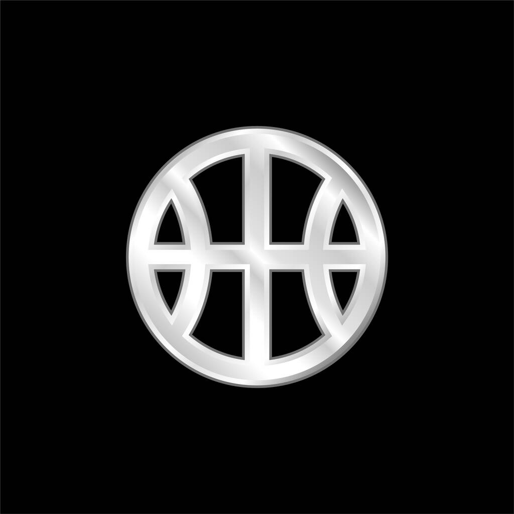 Basketbal postříbřená kovová ikona - Vektor, obrázek