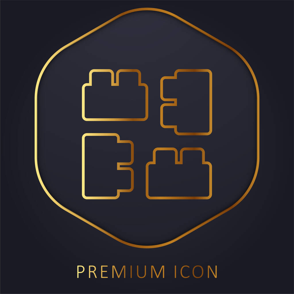 Bloque la ligne d'or logo premium ou icône - Vecteur, image