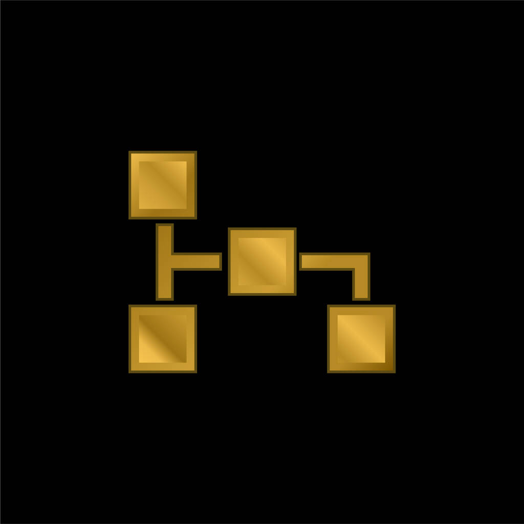 Блок схемы позолоченный металлический значок или вектор логотипа - Вектор,изображение