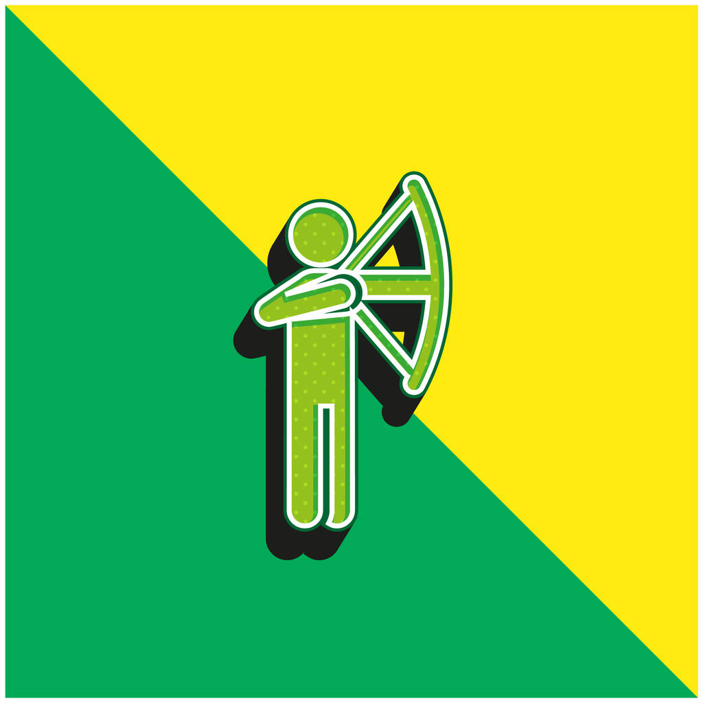 Łucznictwo Zielony i żółty nowoczesny ikona wektora 3D logo - Wektor, obraz