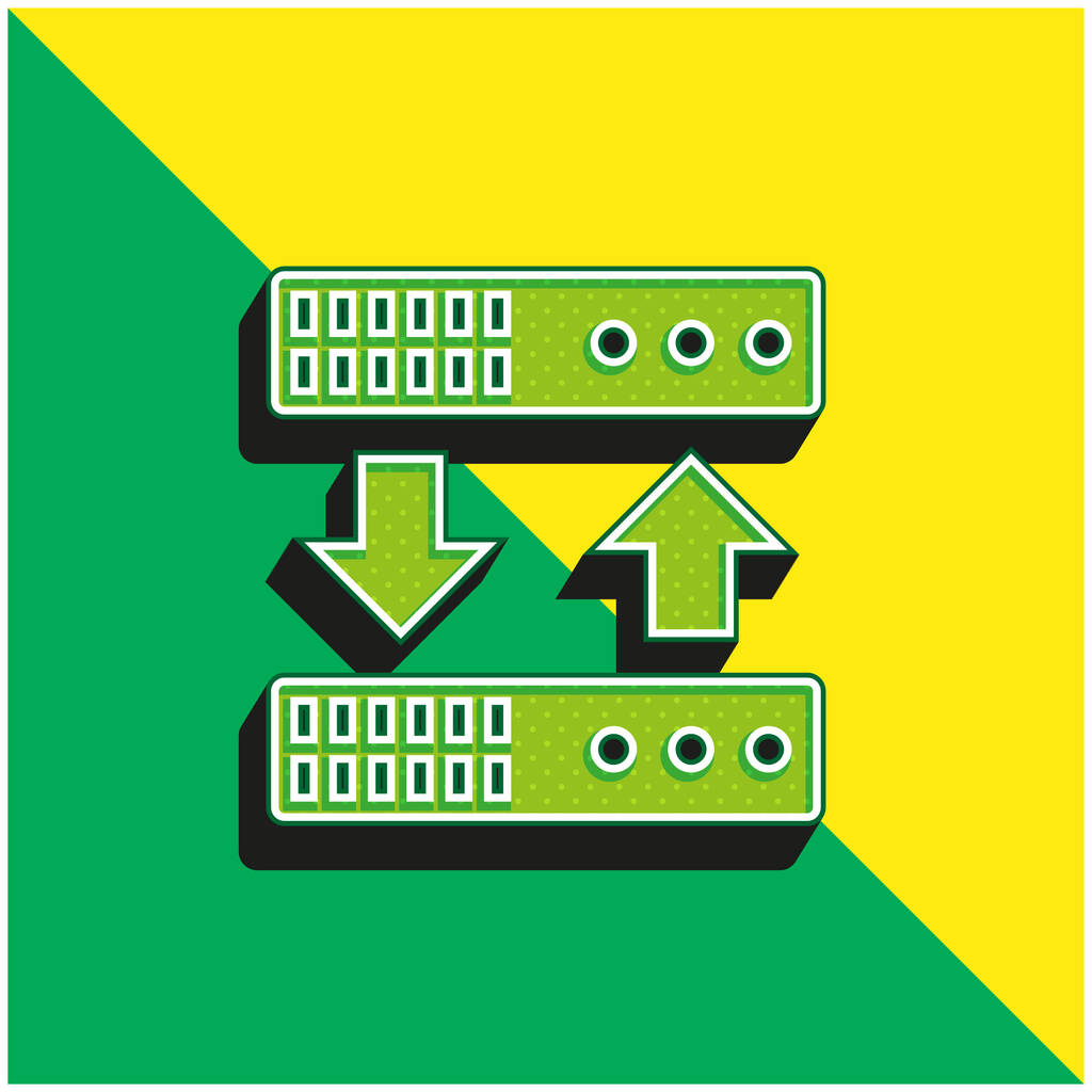 緑と黄色の現代的な3Dベクトルアイコンのロゴをバックアップ - ベクター画像