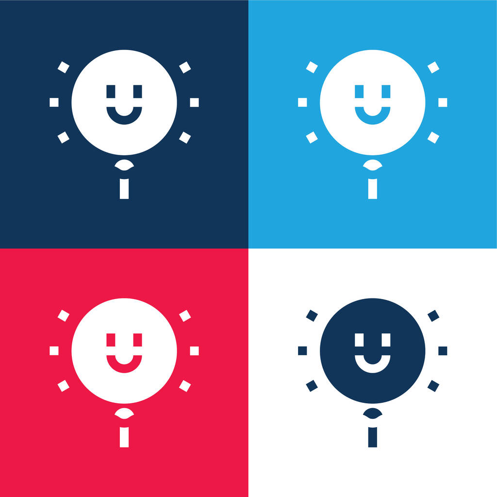 Globo azul y rojo de cuatro colores mínimo icono conjunto - Vector, Imagen
