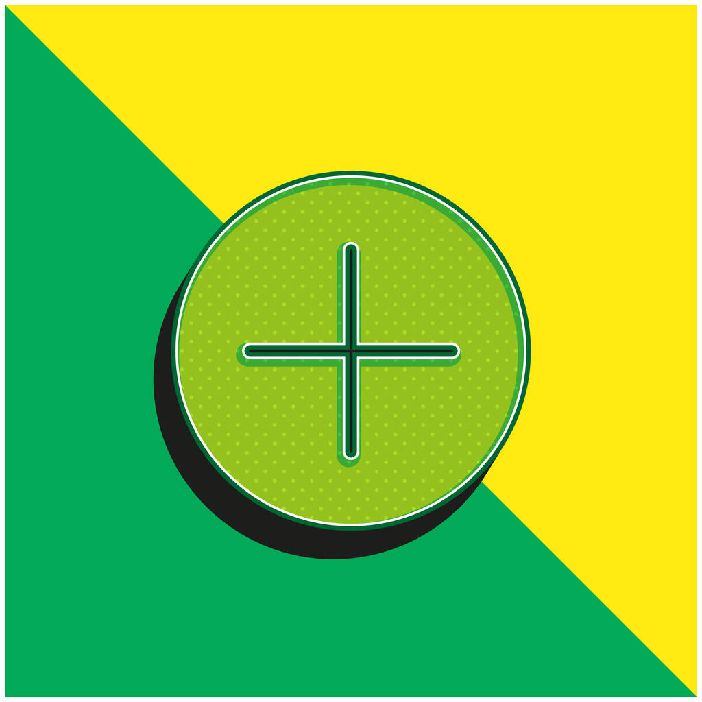 Pulsante di aggiunta Logo moderno verde e giallo dell'icona vettoriale 3d - Vettoriali, immagini