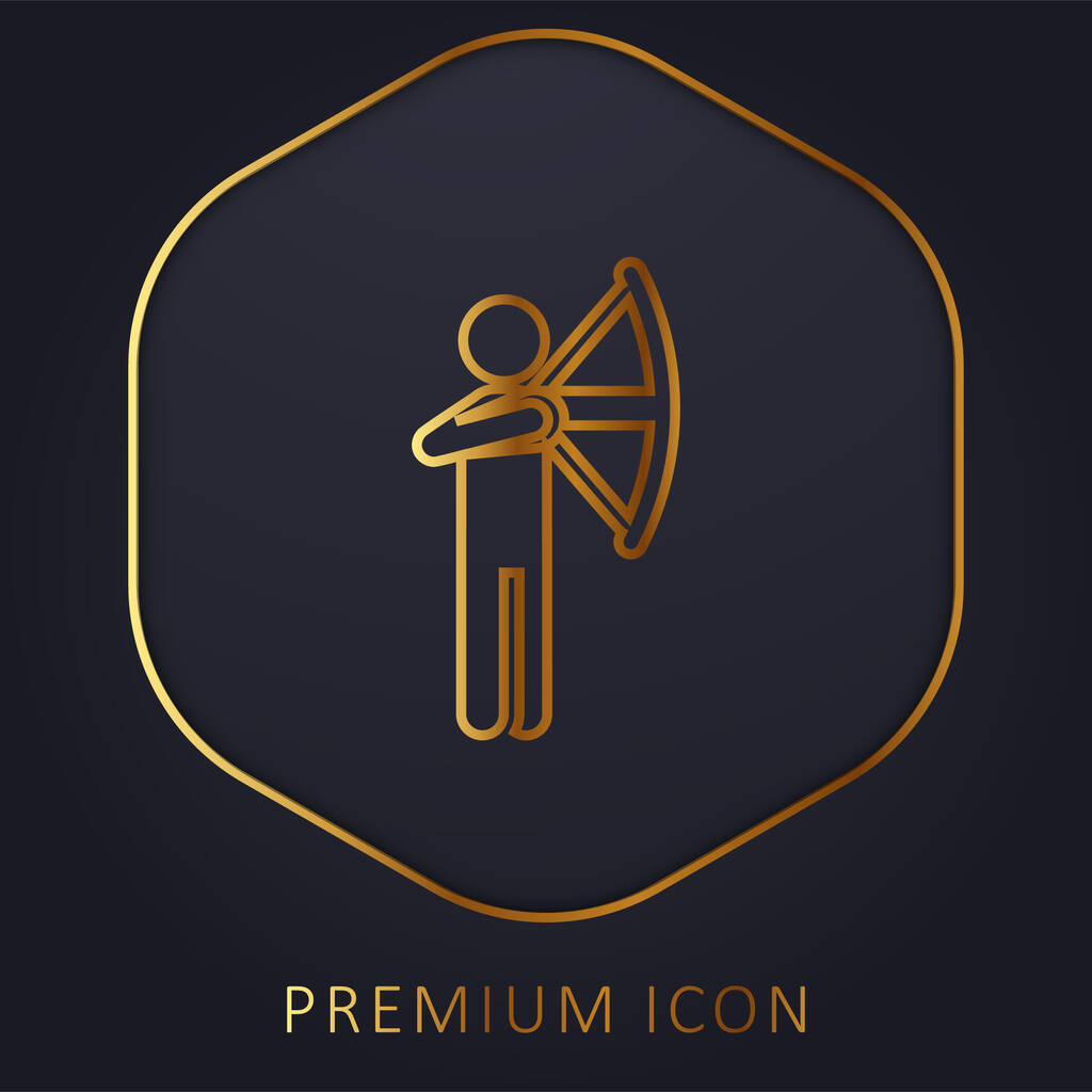 Łucznictwo złotej linii logo premium lub ikona - Wektor, obraz