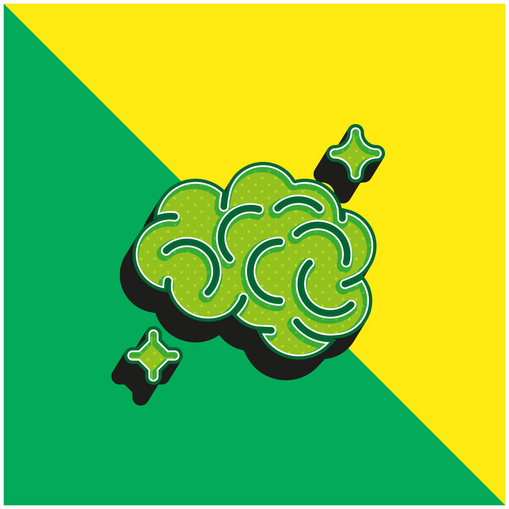 Mozek Zelená a žlutá moderní 3D vektorové logo ikony - Vektor, obrázek