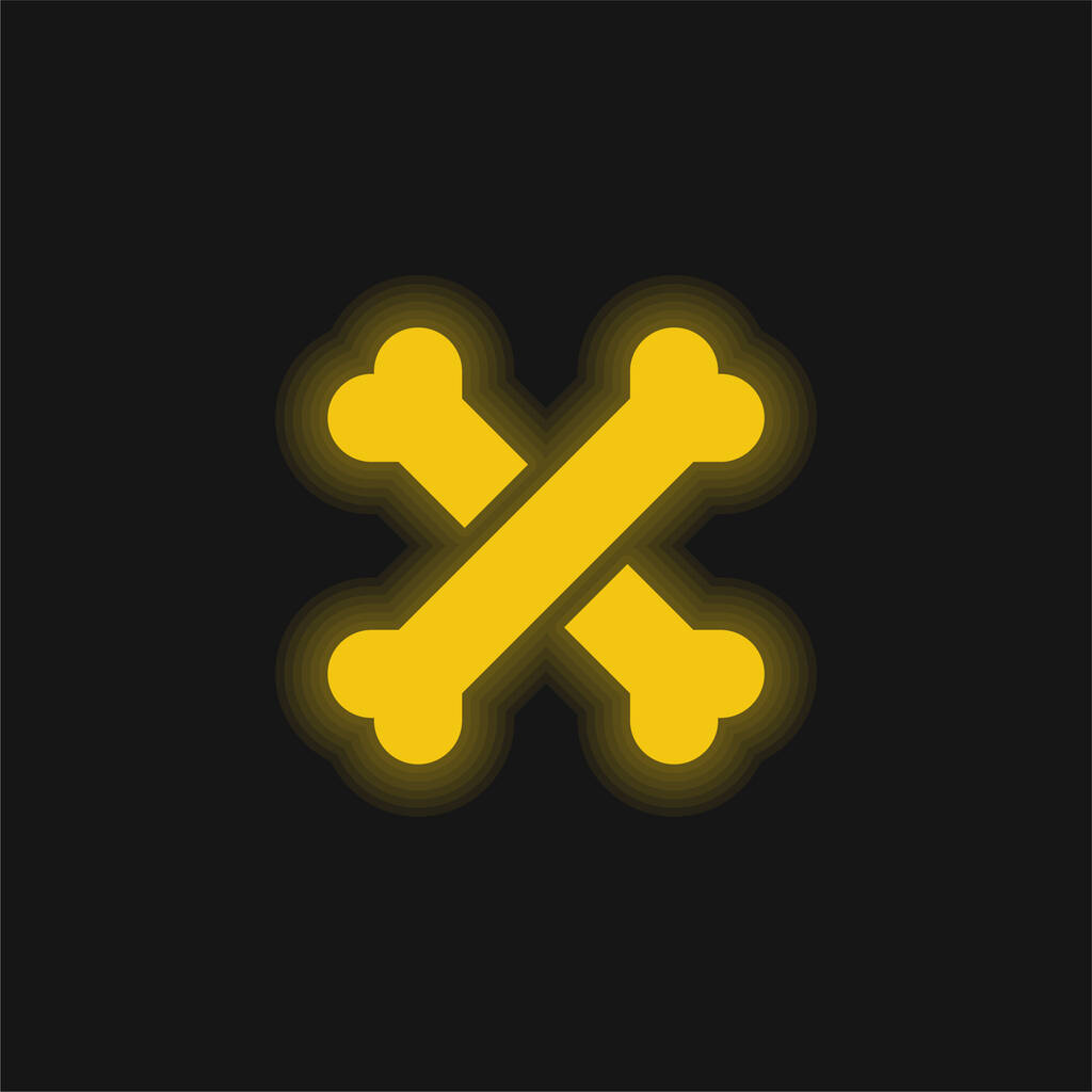 Bones yellow glowing neon icon - Vector, Image
