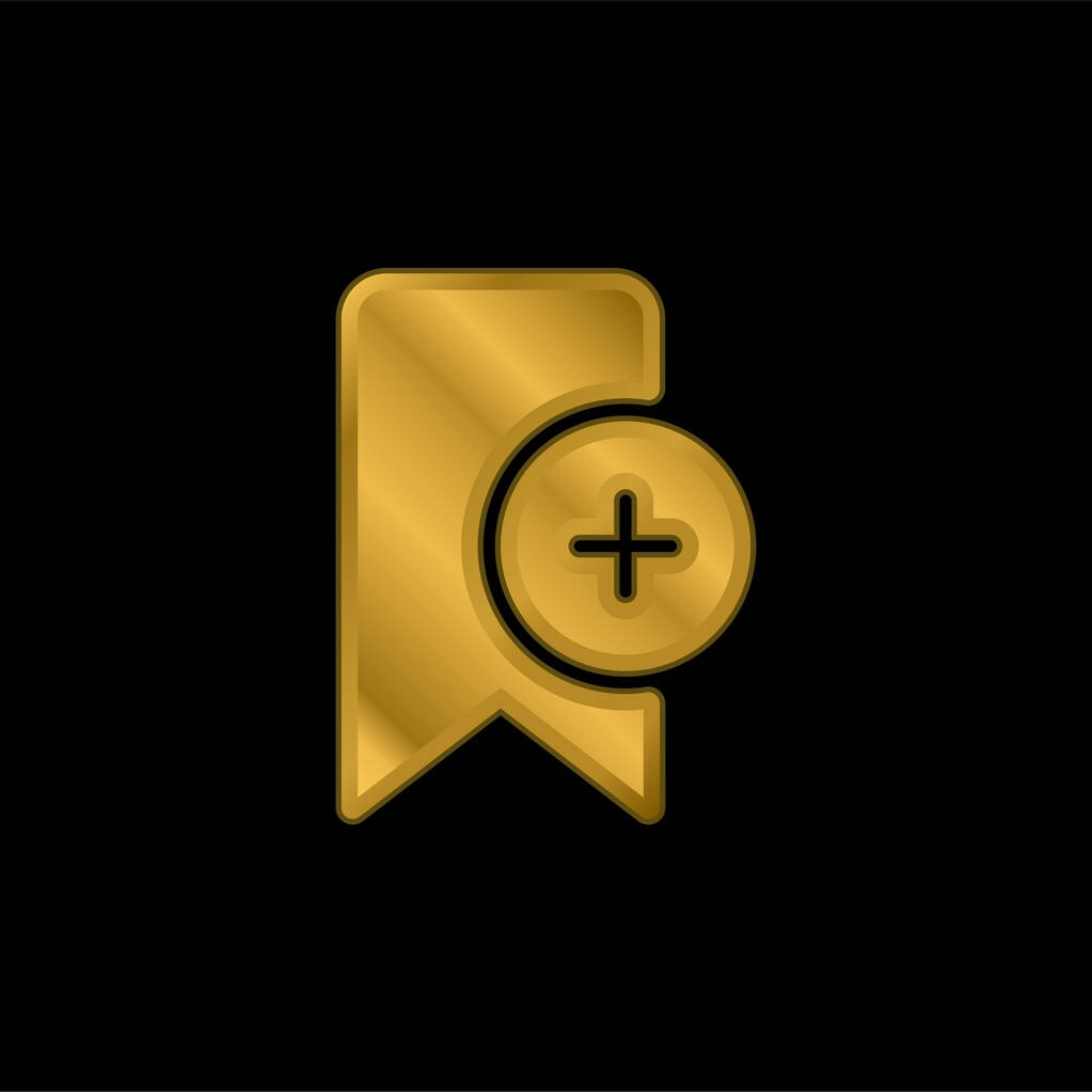 Marcador chapado en oro icono metálico o logotipo vector - Vector, imagen