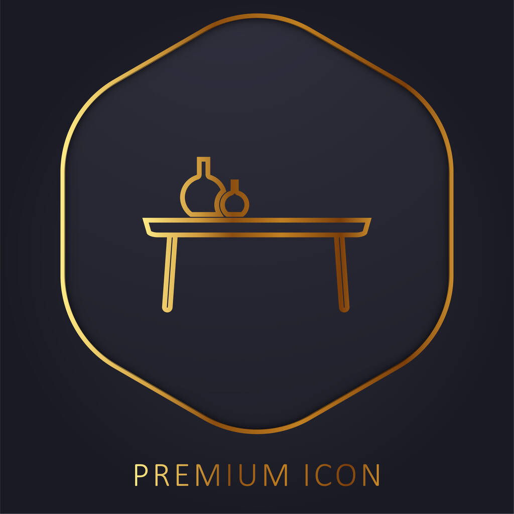 Mesita de noche línea dorada logotipo premium o icono - Vector, Imagen