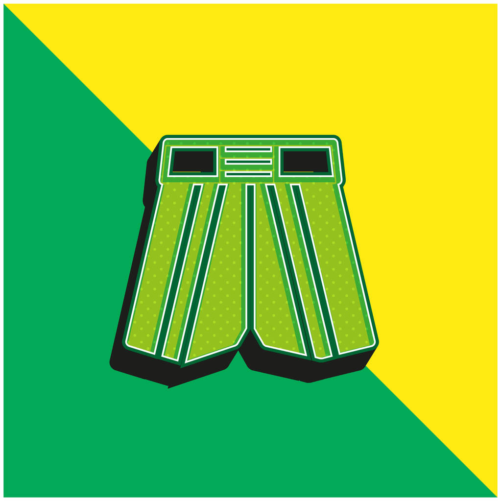 Boxe Pantaloncini Verde e giallo moderno 3d vettoriale icona logo - Vettoriali, immagini
