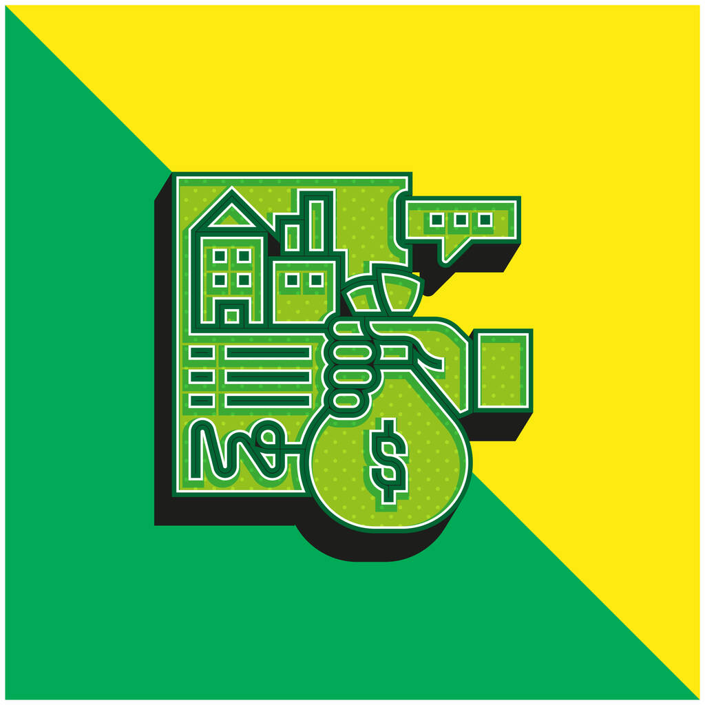 Apartamento verde y amarillo moderno 3d vector icono logo - Vector, imagen