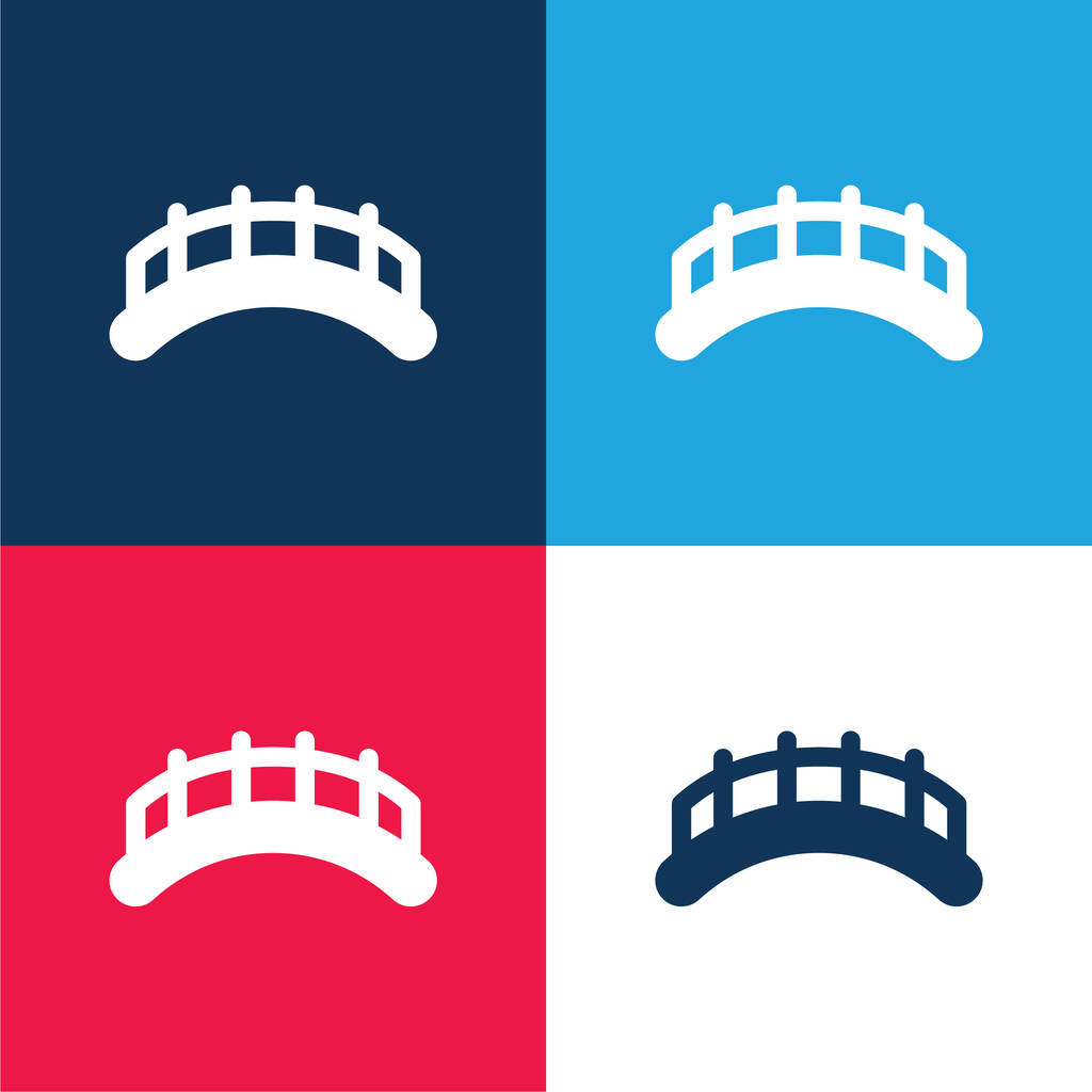 Мосты синий и красный четыре цвета минимальный набор значков - Вектор,изображение