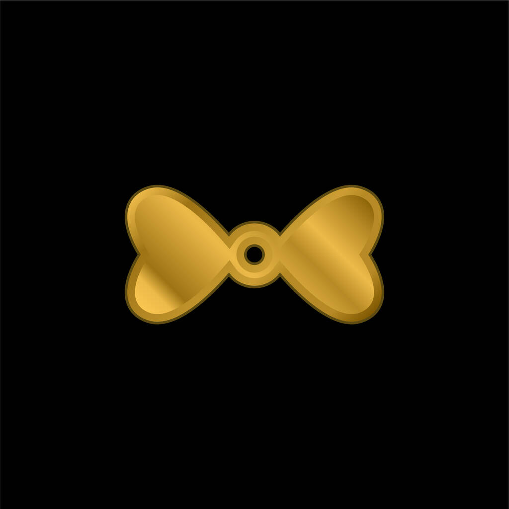 Noeud papillon avec coeur plaqué or icône métallique ou logo vecteur - Vecteur, image