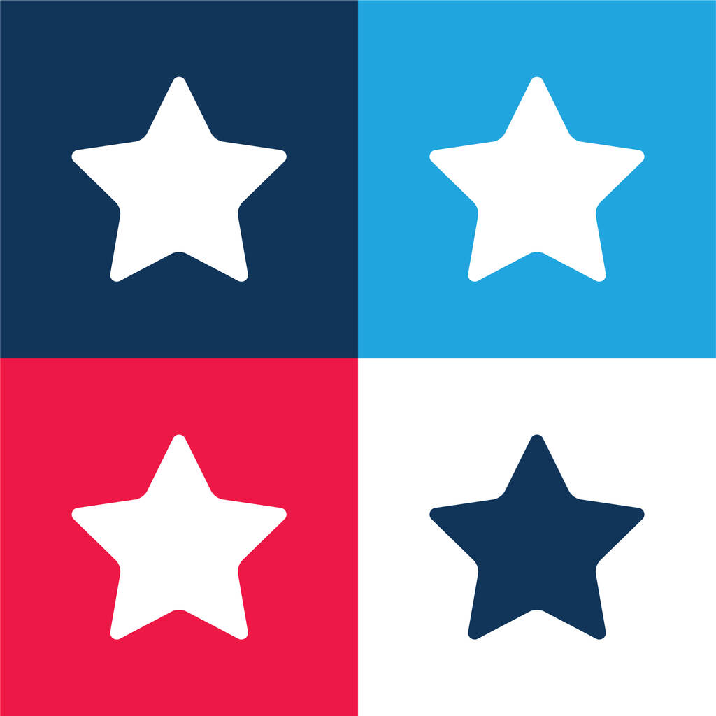 Černá hvězda Silueta modrá a červená čtyři barvy minimální ikona sada - Vektor, obrázek