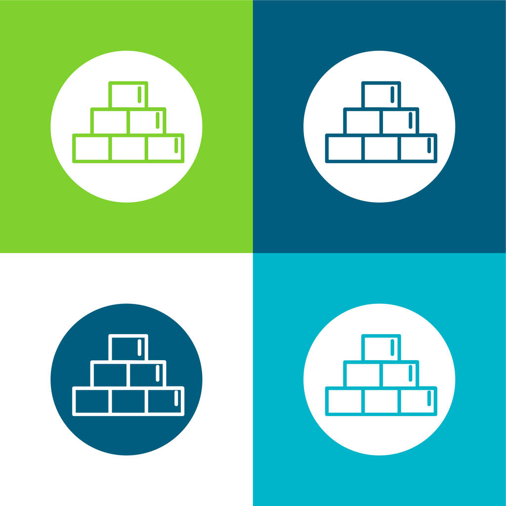 Bricks Outline Symbol Inside A Circle Flat four color minimal icon set - Vector, Image