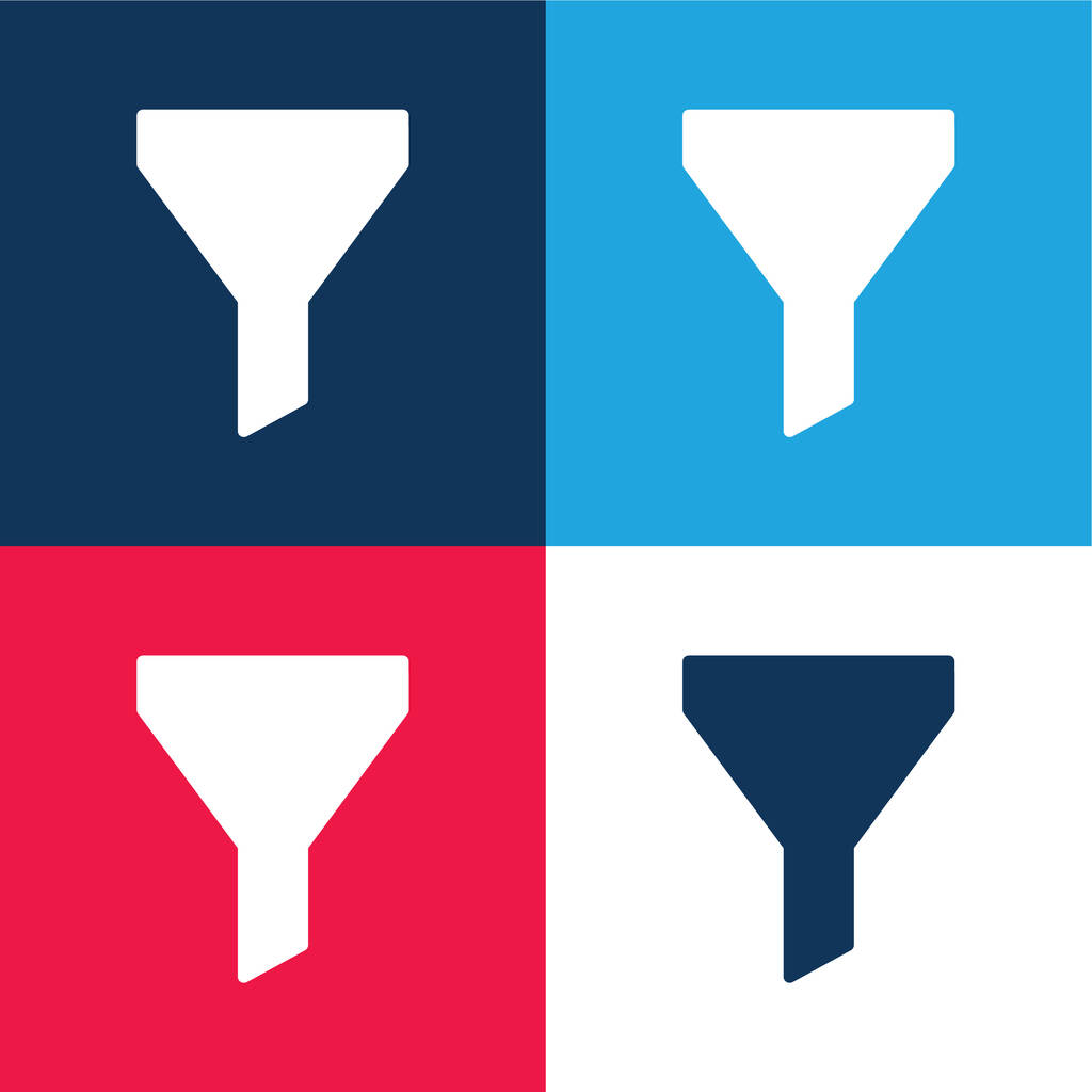 Gran embudo azul y rojo de cuatro colores mínimo icono conjunto - Vector, Imagen