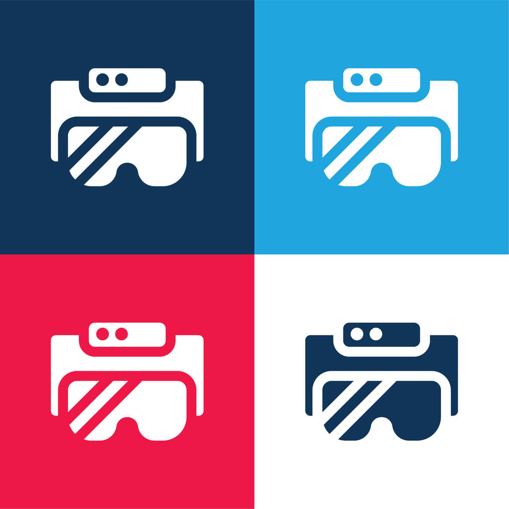 Ar Okulary niebieski i czerwony zestaw czterech kolorów minimalny zestaw ikon - Wektor, obraz