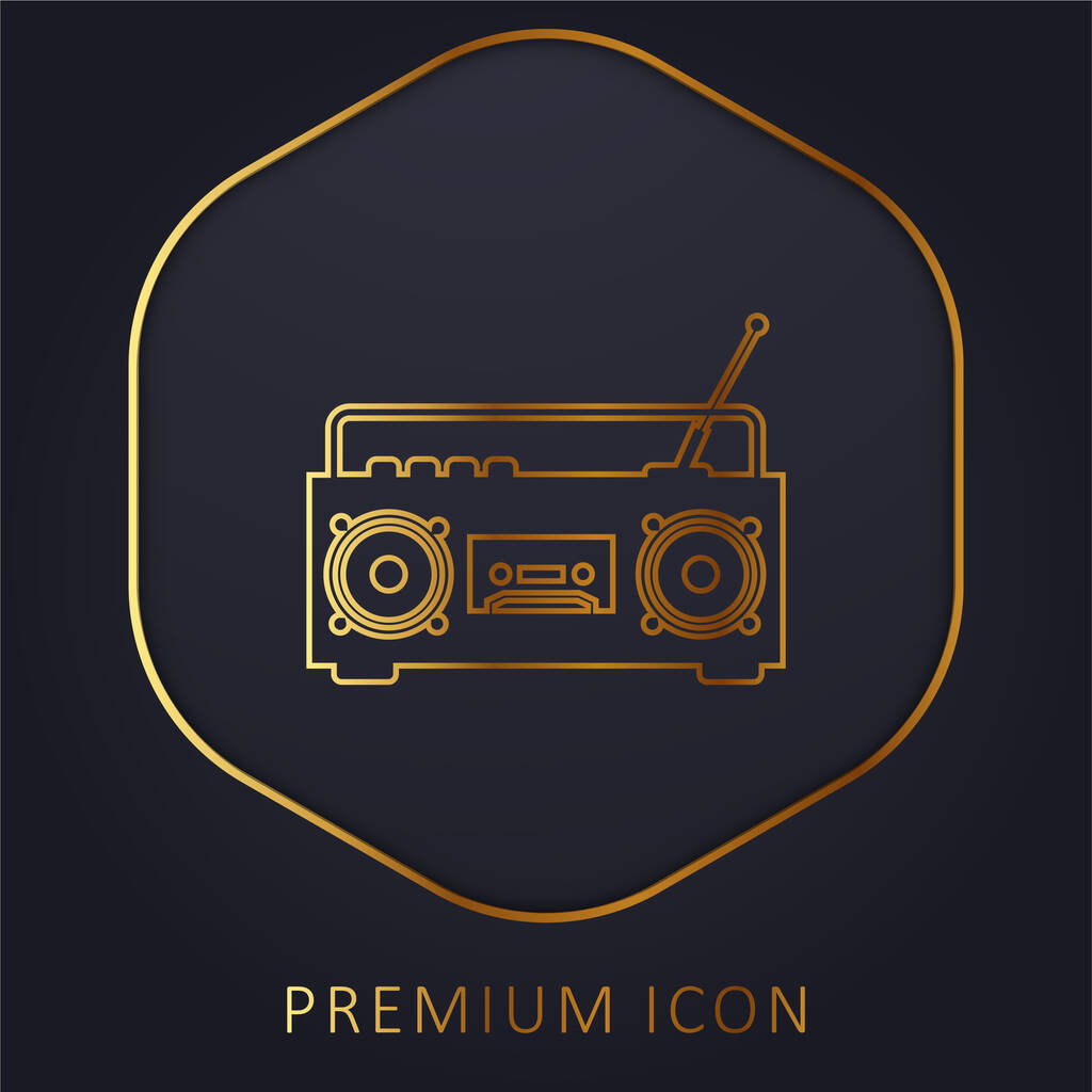 Boom Box rádió Antenna arany vonal prémium logóval vagy ikonnal - Vektor, kép