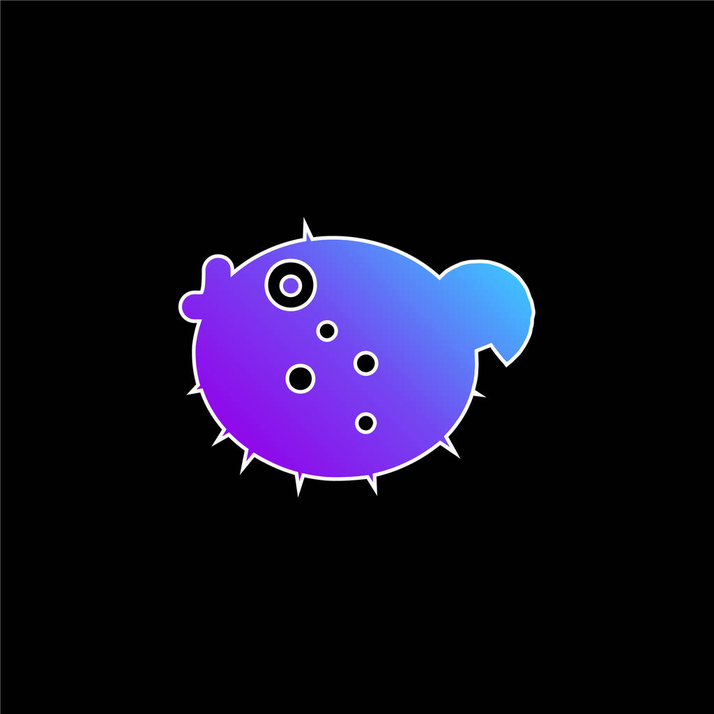 Ícone de vetor gradiente azul Blowfish - Vetor, Imagem