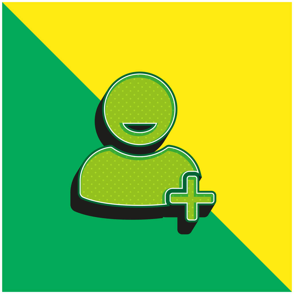 Adicionar símbolo de usuário de interface verde e amarelo moderno logotipo do ícone do vetor 3d - Vetor, Imagem