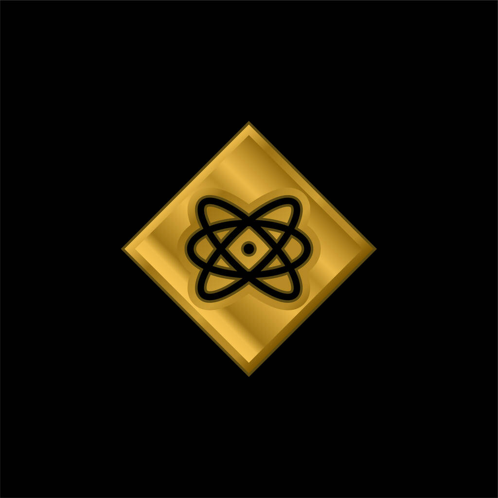 Atom Podpis złoty metaliczna ikona lub wektor logo - Wektor, obraz