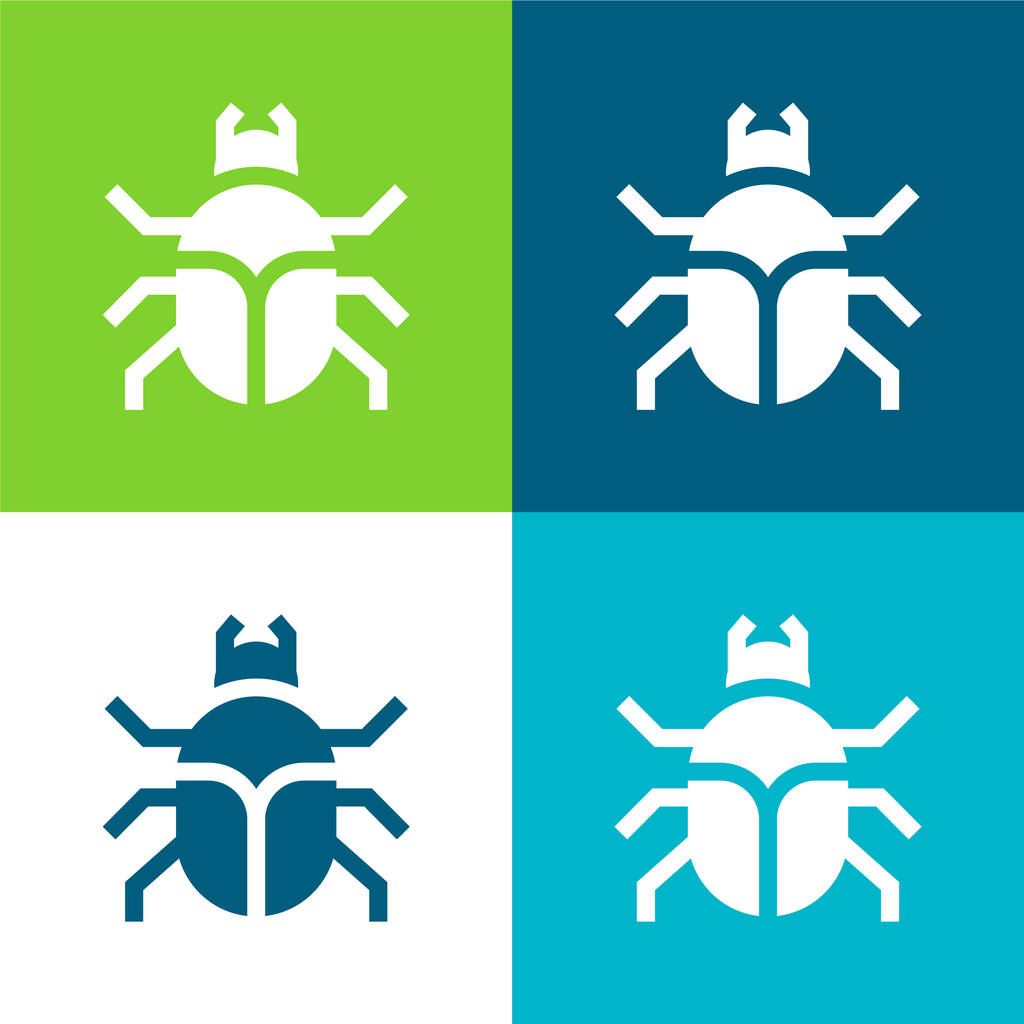 Escarabajo Plano de cuatro colores mínimo icono conjunto - Vector, Imagen
